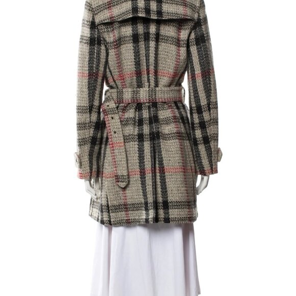 Burberry Grey Red Black 100% Wool Nova Plaid Coat - Picture 2 of 12